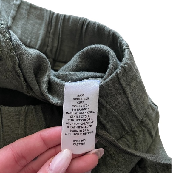 Caslon Women’s 100% Linen Olive Green Lightweight Elastic Waist Joggers - SP - Picture 9 of 14